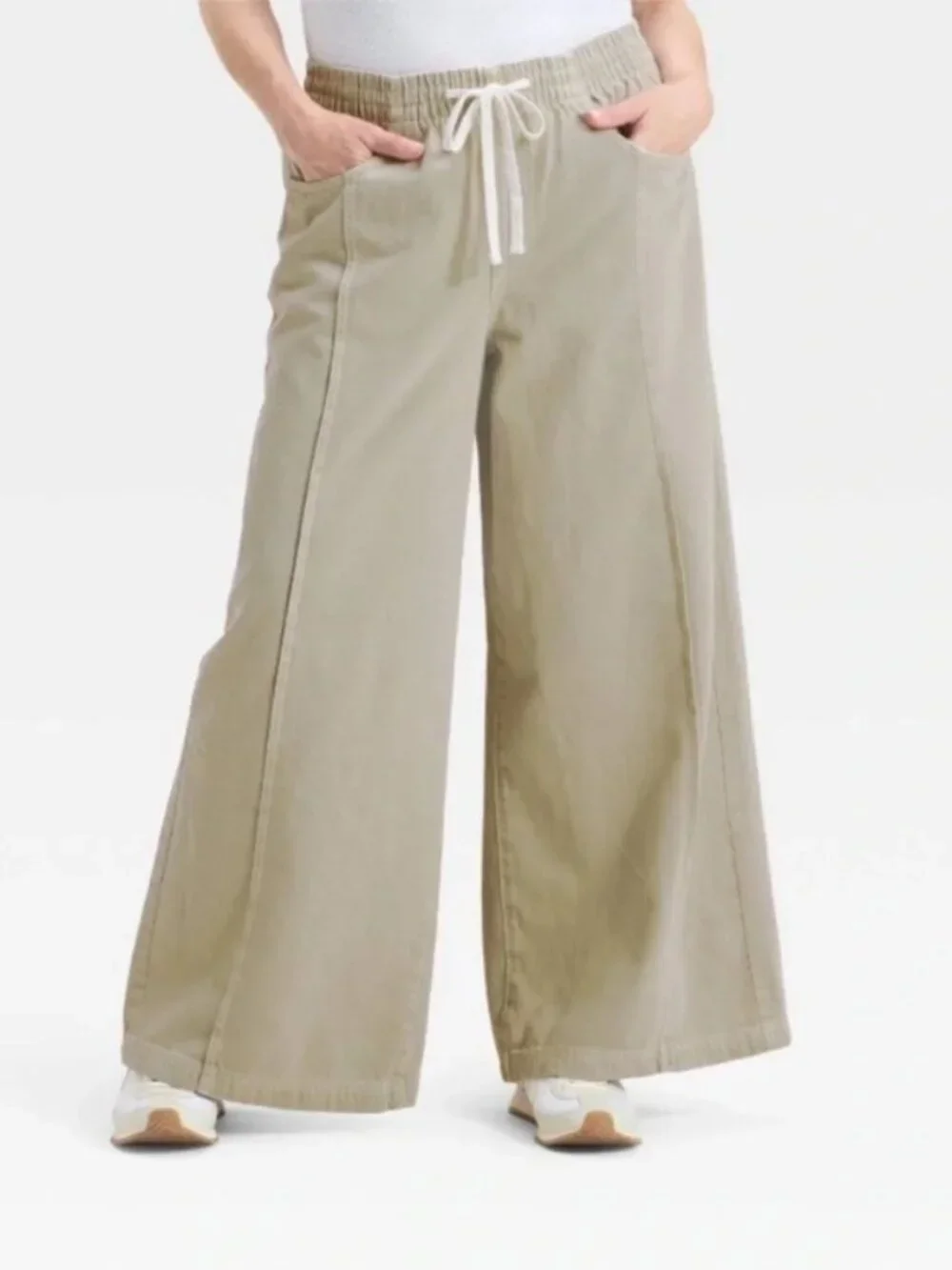 Universal Thread Khaki Green High Rise Drawstring Wide Leg Jeans 541LZ4 - Picture 1 of 3